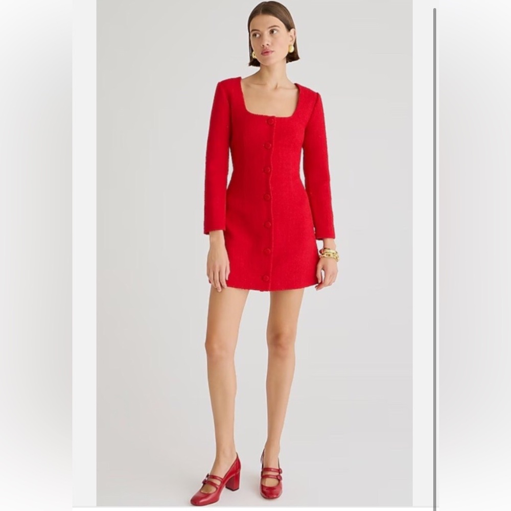 NWT NEVER WORN J. Crew Sophia mini dress in red maritime tweed sz 8